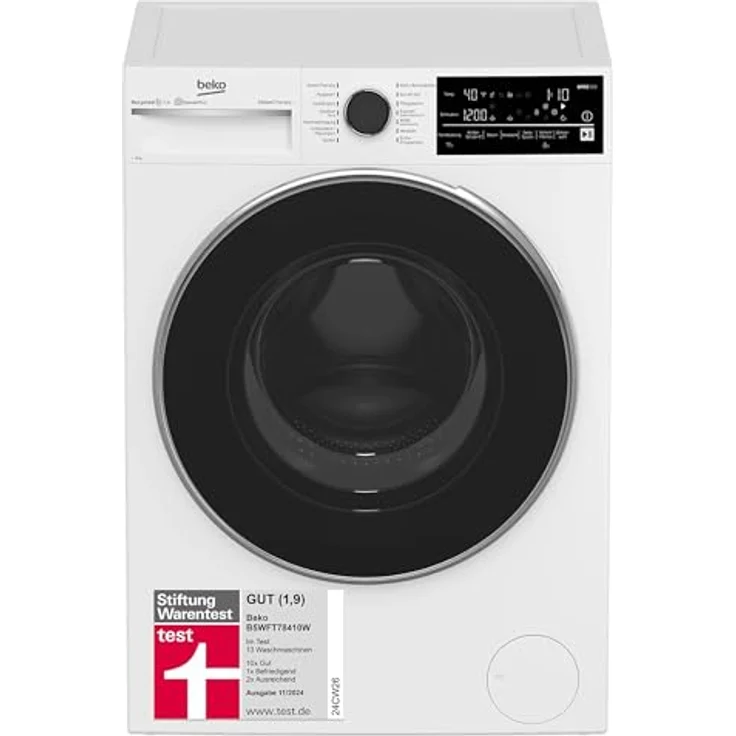 Beko B5WFT78410W, Frontlader-Waschmaschine, A, Fassungsvermögen 8 kg, Standgerät, Breite 60 cm – Bild 2