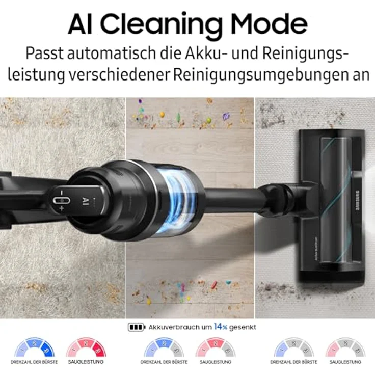 Samsung Akku-Handstaubsauger BESPOKE AI Jet 400W Akku+ CompleteClean, 1100 W, beutellos – Bild 9
