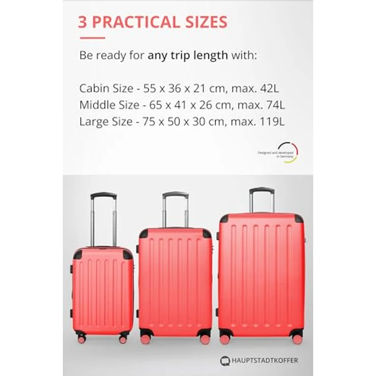 Hauptstadtkoffer Spree Mittelgroßer Koffer Hartschale Trolley, 65 cm, TSA, 74 Liter, korall – Bild 8