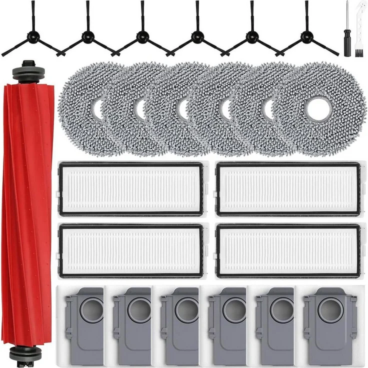 FELIXLEO Staubsaugerdüsen-Set für Roborock Qrevo S/Pro/Plus, Hauptbürste & 25-teiliges Zubehörset mit HEPA-Filter und Staubbeuteln