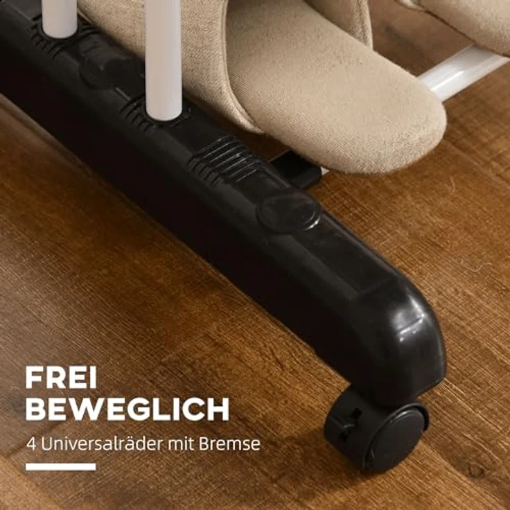 HOMCOM Wäscheständer Turmwäscheständer mit Rollen mit 4 Ebenen Standtrockner Ausziehbares Wäscheturm für Innen und Außen Stahl Schwarz 73 x 45,5 x 177cm – Bild 4