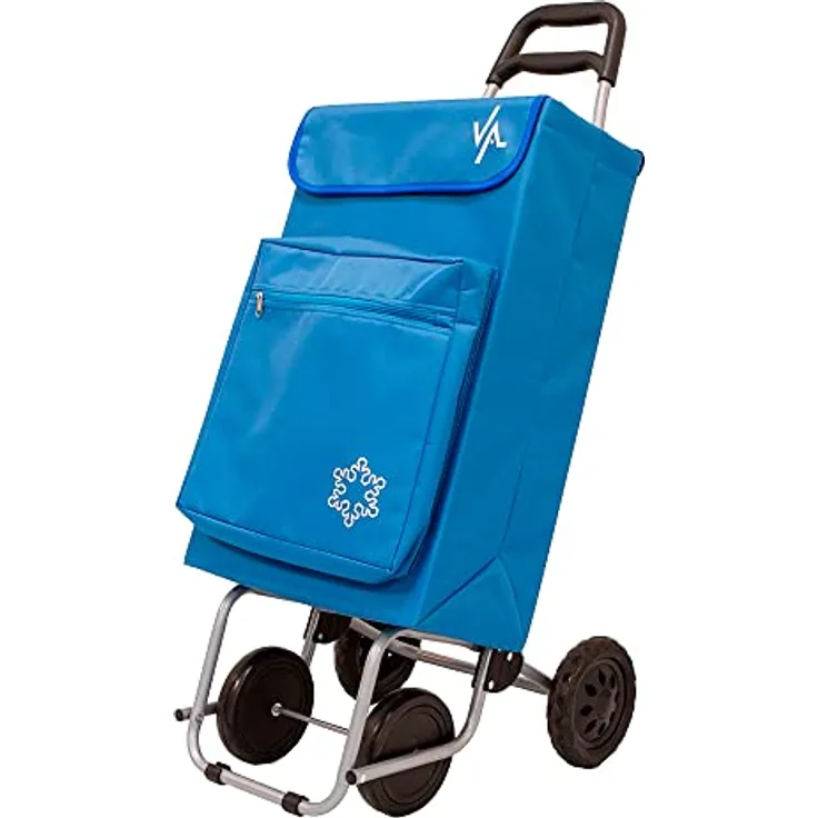 Amig - Einkaufstrolley | 22 x 40 x 106 cm | mit 4 Rädern | Außentasche für Tiefkühlkost | Herausnehmbare und waschbare Innentasche | Maximale Belastung von 15 kg | Blau Farbe