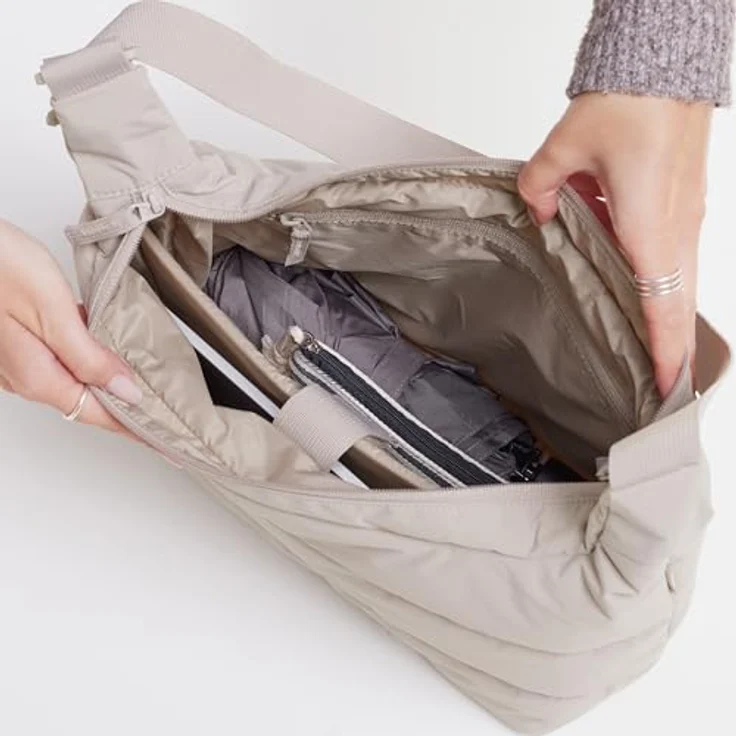 GOT BAG Puffer Square Bag Large Monochrome, umweltfreundliche Handtasche aus recycelten Materialien, grau, leicht und strapazierfähig – Bild 3