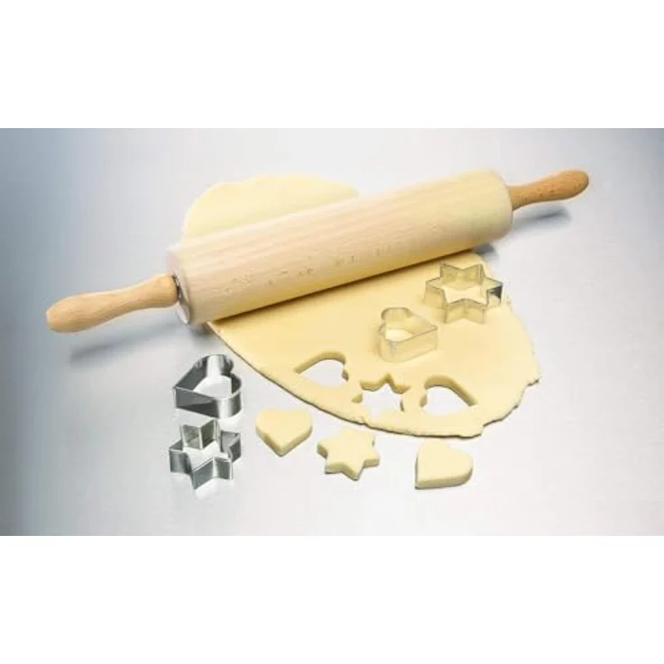 Dr. Oetker Teigroller mit Metallachse, Nudelholz als Backzubehör, Backrolle aus Buchenholz zum Teigrollen - stabil & langlebig (Maße: Ø 6,3 x 44 cm), Menge: 1 Stück – Bild 4