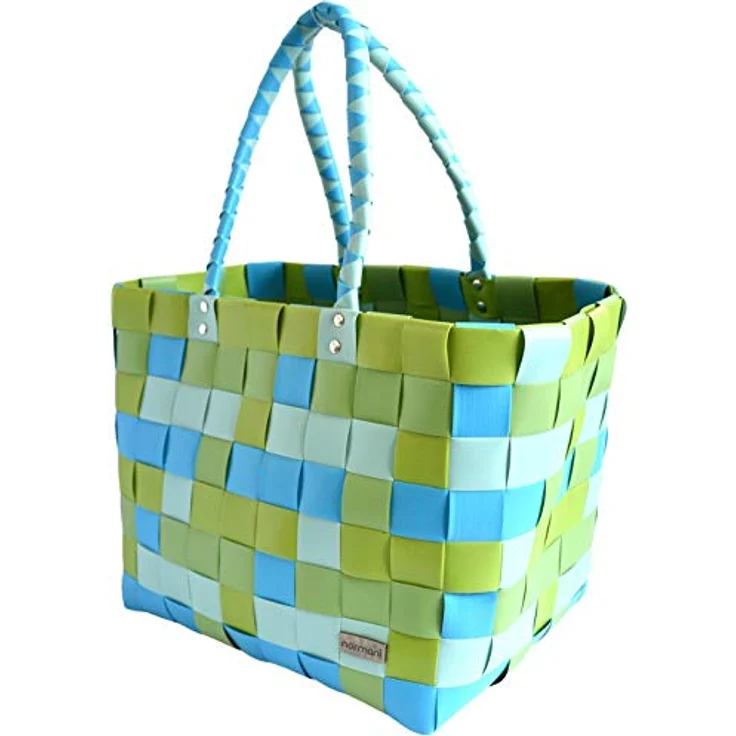 normani Einkaufstasche geflochten mit Henkeln, extra robuste Tragetasche mit 20 L Volumen, umweltfreundlich aus 70 % Recyclingmaterial, Farbe Classic/Spring – Bild 2
