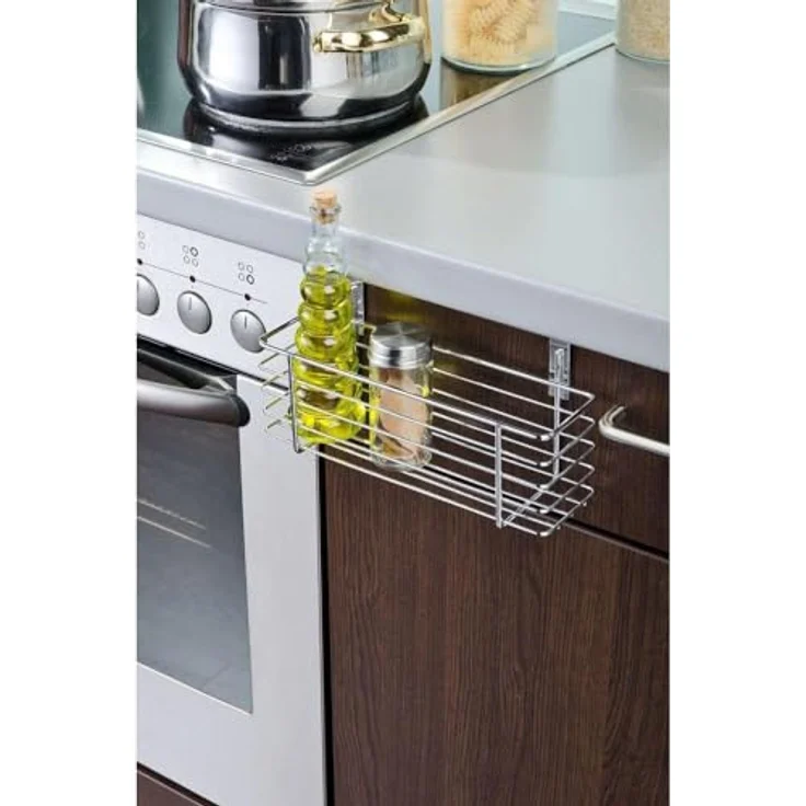 WENKO Einhängekorb Slim, Organizer zum Einhängen an Schublade oder Schranktür, platzsparende Aufbewahrung, geeignet für Badezimmer und Küche, ohne Bohren, aus verchromten Metall, 24 x 11,5 x 10 cm – Bild 5