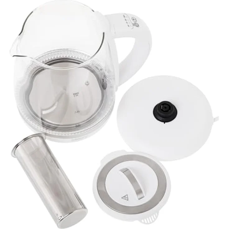 Camry CR 1290, Wasserkocher 2 L mit Teesieb, 2200 W, Temperaturvorwahl 60–100 °C, Glasgehäuse in Weiß – Bild 5