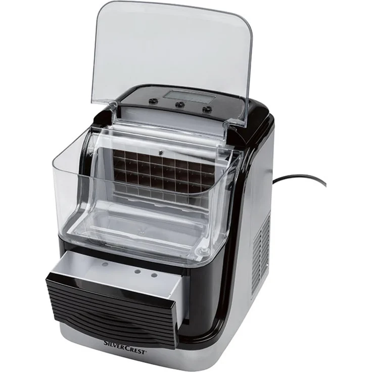 SILVERCREST Eiswürfelmaschine ICM 220A1, 20 kg Tageseisproduktion, 2 Größen, 2,5 L Wassertank, Auto-Clean-Funktion, kompaktes Design
