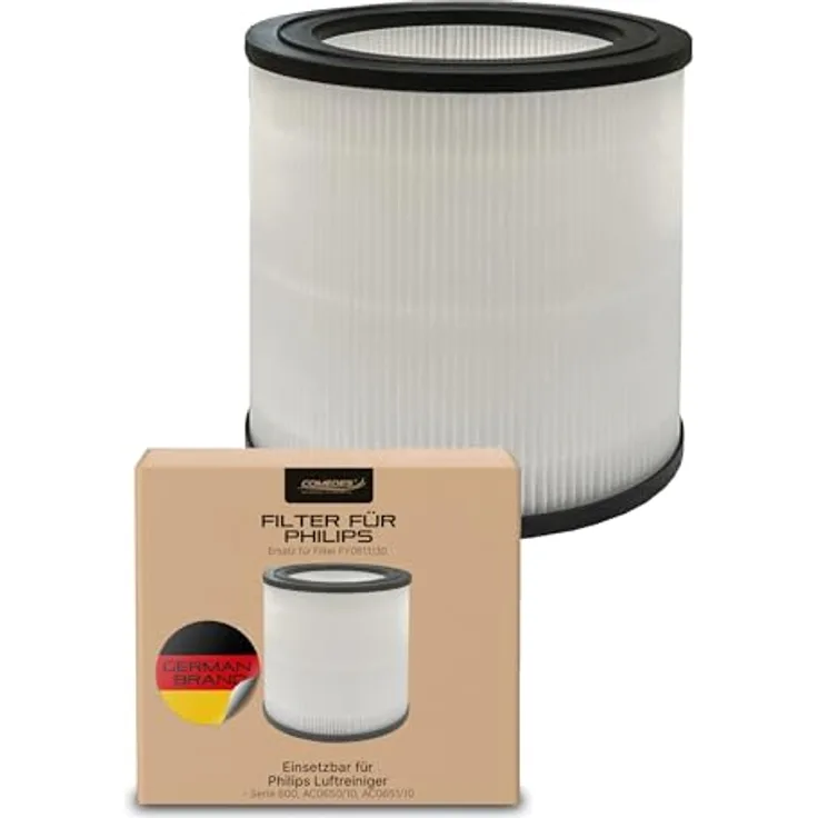 Comedes Ersatzfilter für Philips FY0611/30, HEPA-Filterkombination für Luftreiniger AC0650, AC0651/10, 15,3 cm hoch, 16,6 cm Ø