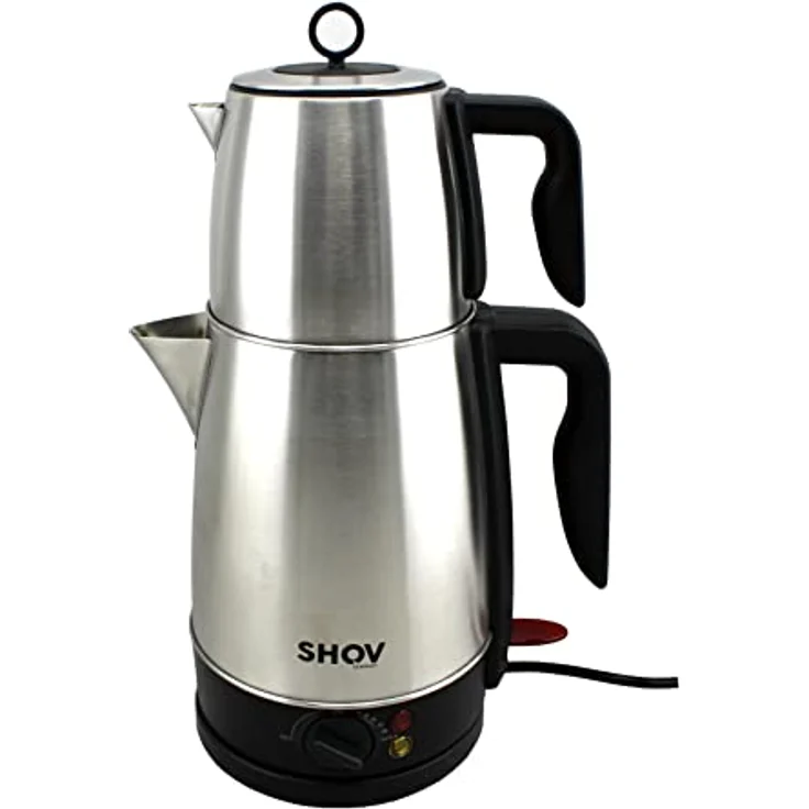 SHOV Teeautomat Teekocher Wasserkocher Edelstahl Elektrischer Teemaschine 1,7L, 2200 W - 360 Grad rotierende Kontaktposition, automatische Abschaltung, Edelstahl - 2200 Watt - Silber – Bild 1