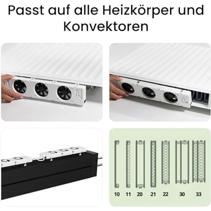 SpeedComfort Heizkörper Ventilator Duo Set, 2 Stück mit Control Sensor, für Heizkörper 70-120 cm, bis zu 22% Energieeinsparung, wärmepumpen-geeignet, mehrere Geschwindigkeiten – Bild 5