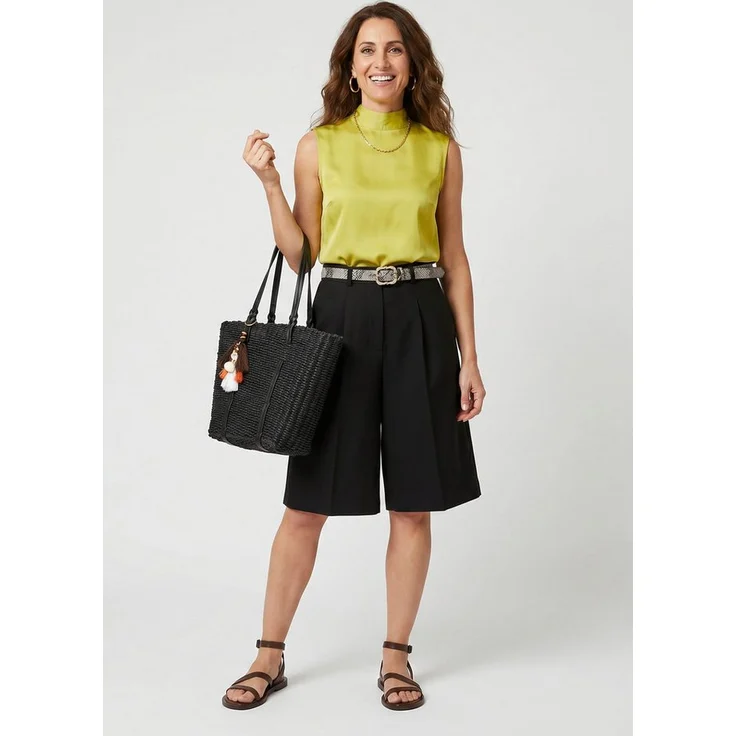 SURI FREY Shopper SFY Nandy, handbag made of robust Bast-Look with adjustable shoulder strap and zippered compartments, tierfrei