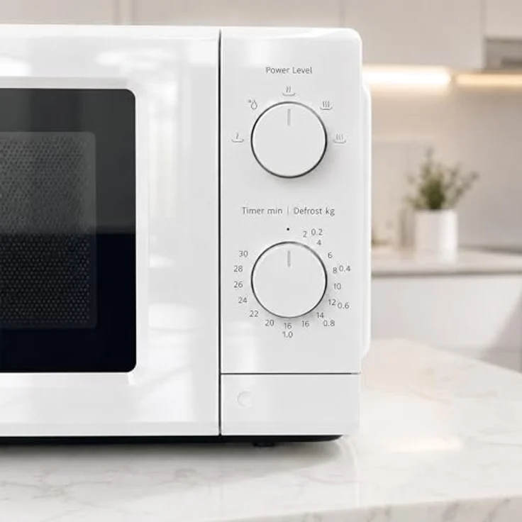 Heinner HMW-MD20IVWH, Freistehende Mikrowelle 19 L, 700 W, 5 Leistungsstufen, Timer, Auffaufunktion, Weiß – Bild 9