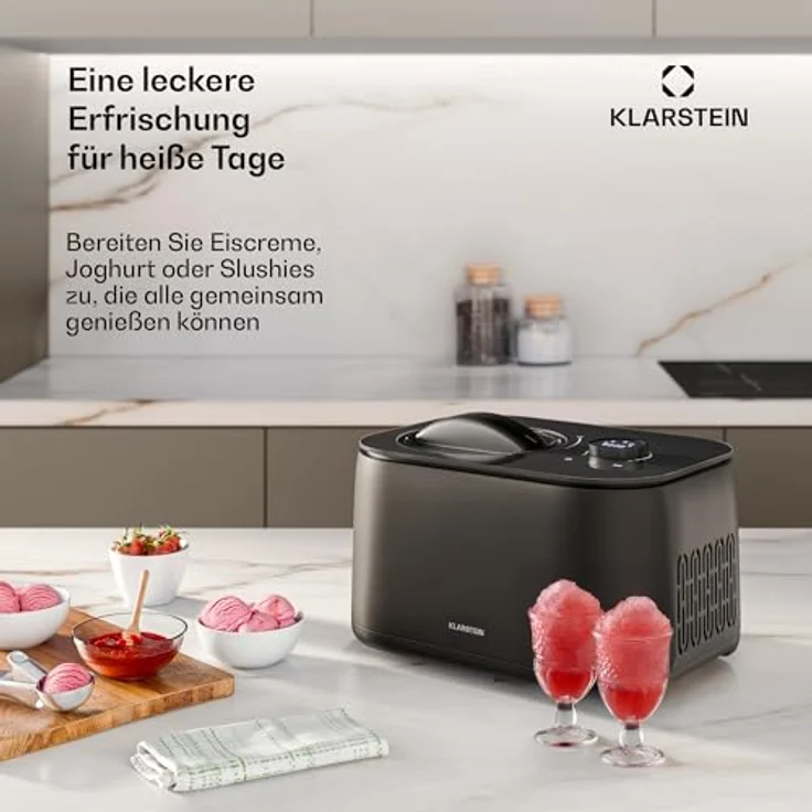 Klarstein FrostFusion Eismaschine mit Kompressor, 1L Edelstahlbehälter, 3 Modi für Eis, Slushie & Joghurt, Selbstkühlend, Touch & Drehregler, LED-Display, Timer – Bild 5