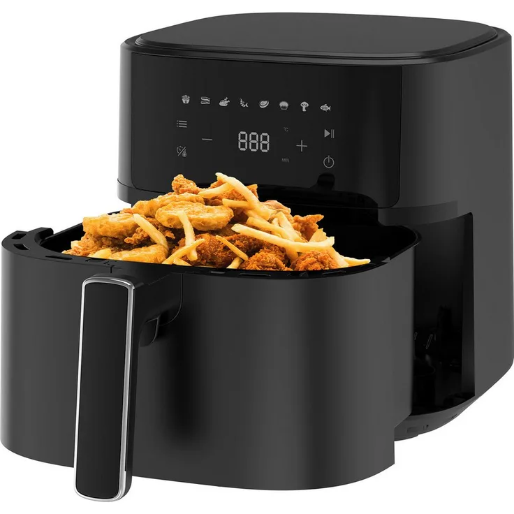 Comfy Mate Heißluftfritteuse 6.5L, 8 Kochprogramme, 1700 W, Touchscreen, schwarz, Antihaft & spülmaschinenfest, digitale Steuerung, gesunde Fritteuse ohne Öl