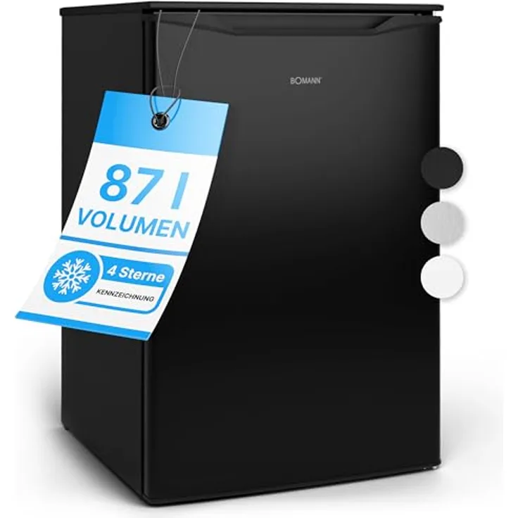 Bomann® Gefrierschrank 87L | Gefrierschrank klein mit Temperaturbereich ≤ -18°C | 3 Schubladen | Tiefkühlschrank mit wechselbarem Türanschlag | Freezer Tiefkühlschrank klein GS 7253 schwarz-inox