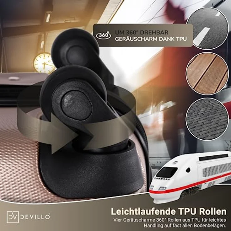 Devillo® Hartschalenkofferset 4tlg. S-M-L-XL Champagner – Trolley Koffer Set mit TSA-Zahlenschloss, 4 Rollen und Teleskopgriff – Bild 4