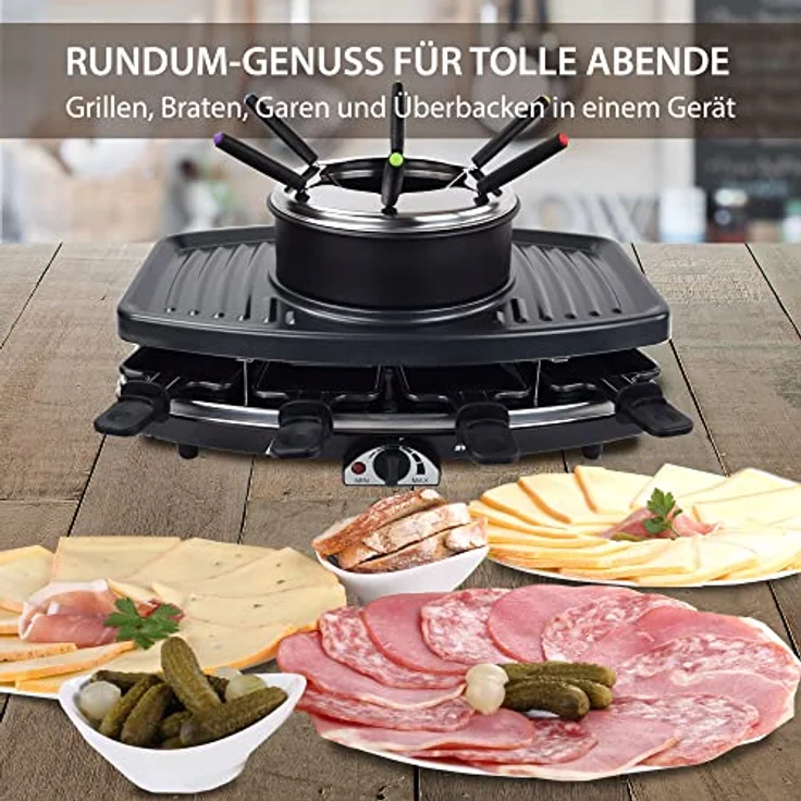 Syntrox RAC-1100W Freiburg Raclette-Grill, 6 Fonduegabeln, 1100 Watt – Bild 3