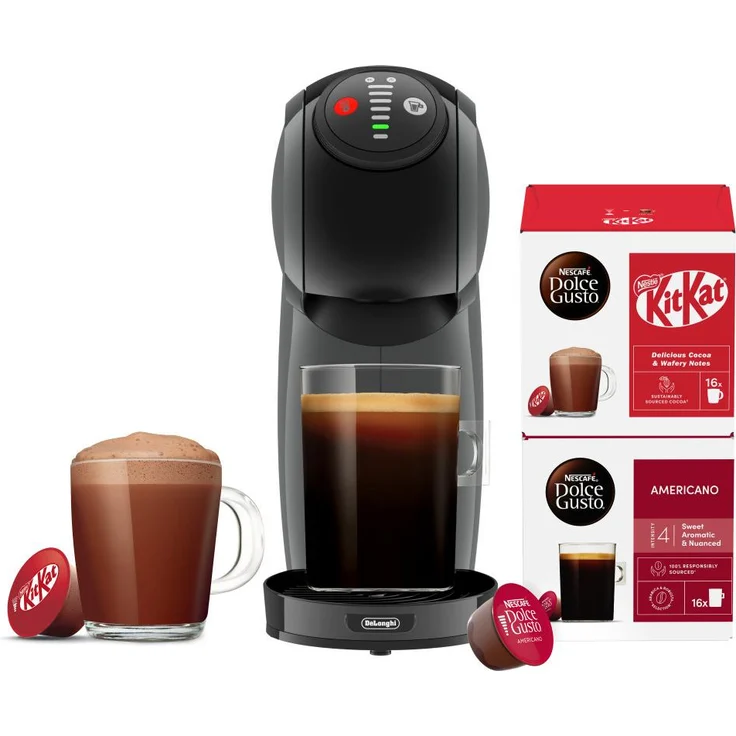 Nescafé Dolce Gusto Genio S, Kapselkaffeemaschine mit LED-Bedienfeld, 0,8 L Wassertank und KitKat Bundle