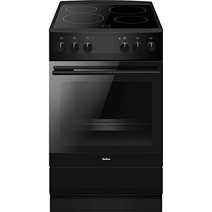 Amica SHC 11509 SM Standherd/Glaskeramikkochfeld und Elektro-Backofen / 50cm / Schwarz-matt/freistehend/mit Eco-Funktion, Ober-/Unterhitze uvm.