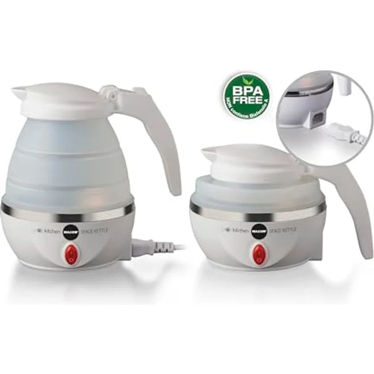 Macom 862 Space Kettle Elektrischer Wasserkocher, kompakt, platzsparend, für unterwegs, Weiß – Bild 4