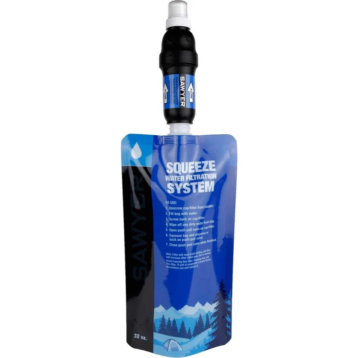 Sawyer Squeeze Wasserfilter SP129, kompakter Wasserfilter mit 378.000 Litern Filtrationskapazität, blau