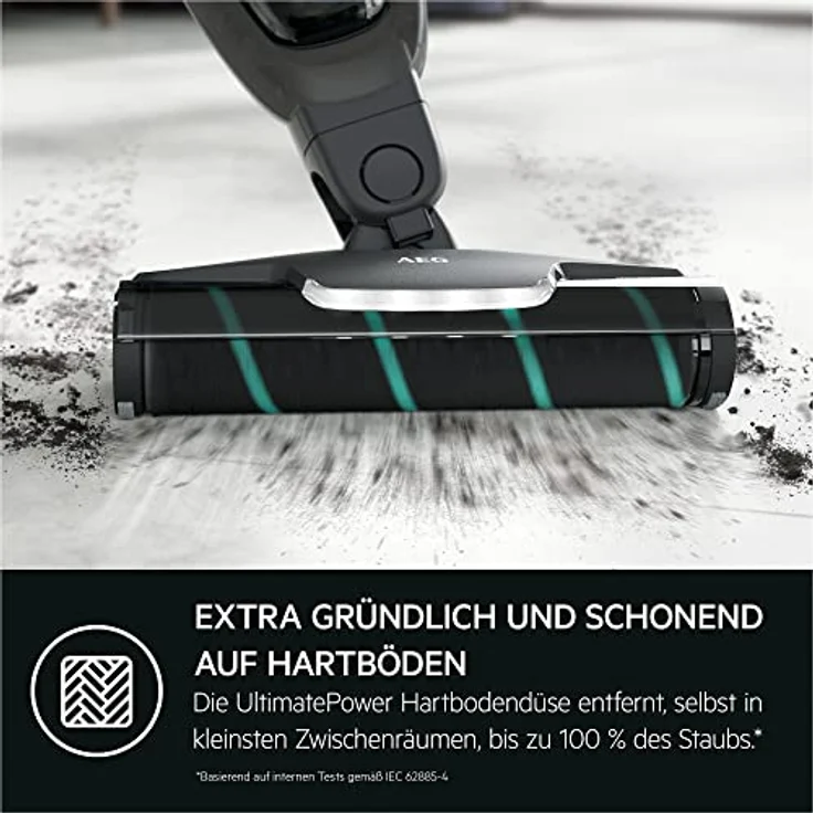 AEG HYGIENIC 5000 AS52HP25SH Akku-Staubsauger / 2in1 / angenehm leise 80 dB(A) / 58 % Recyclingmaterial / bis zu 55 Min. Laufzeit / Automatik / freistehend / alle Böden / inkl. Zubehör / grau – Bild 5
