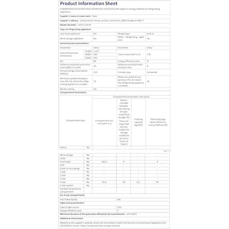 Haier HATO 126 DE Einbau-Kühlschrank mit Gefrierfach, Festtürtechnik, Total NoFrost & LED-Beleuchtung, 162 L, weiß – Bild 3