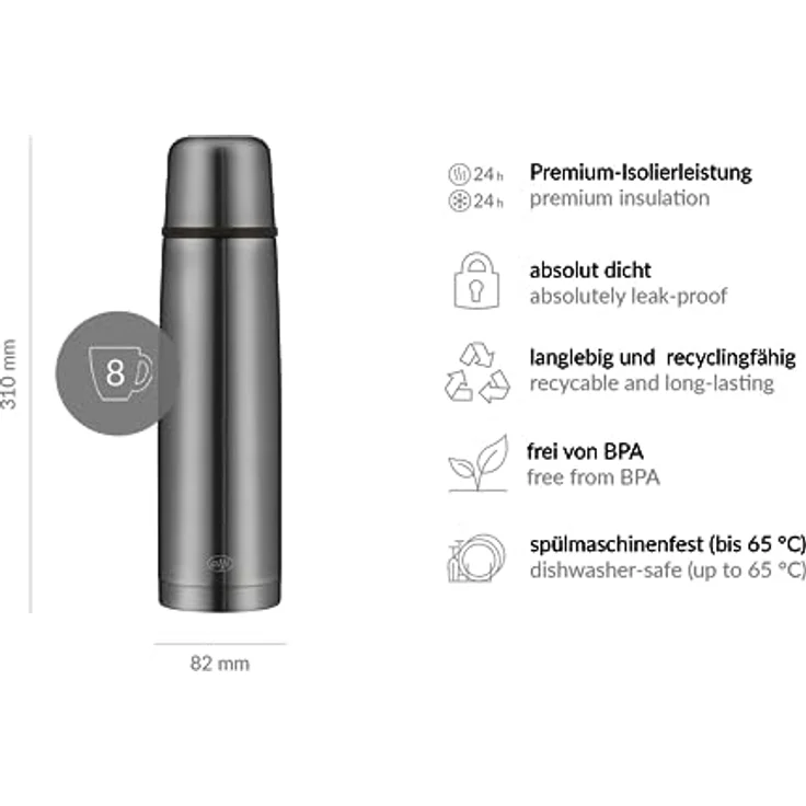 alfi Thermosflasche, Edelstahl, Cool Grey, 1 Liter – Bild 8