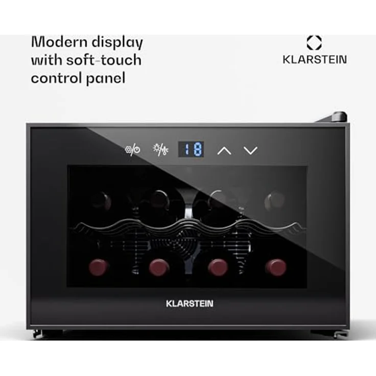 Klarstein Shiraz 8 Uno Weinkühlschrank, 8 Flaschen, 8-18 °C, Touch-Control, Schwarz – Bild 6