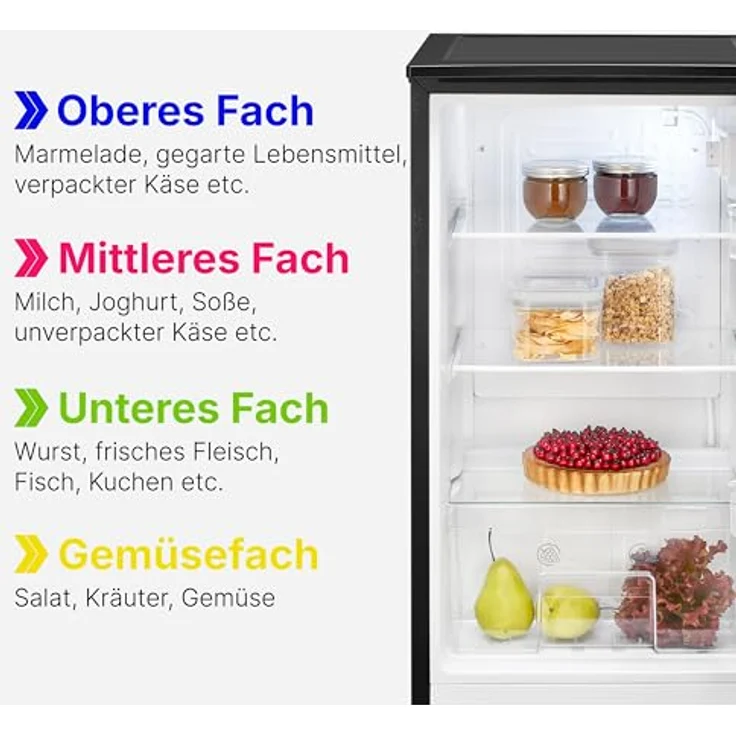 Bomann® VS 7255, Kühlschrank ohne Gefrierfach, 87 Liter Nutzinhalt, 3 Ablagen, leise, Türanschlag wechselbar, schwarz, 84 cm – Bild 7