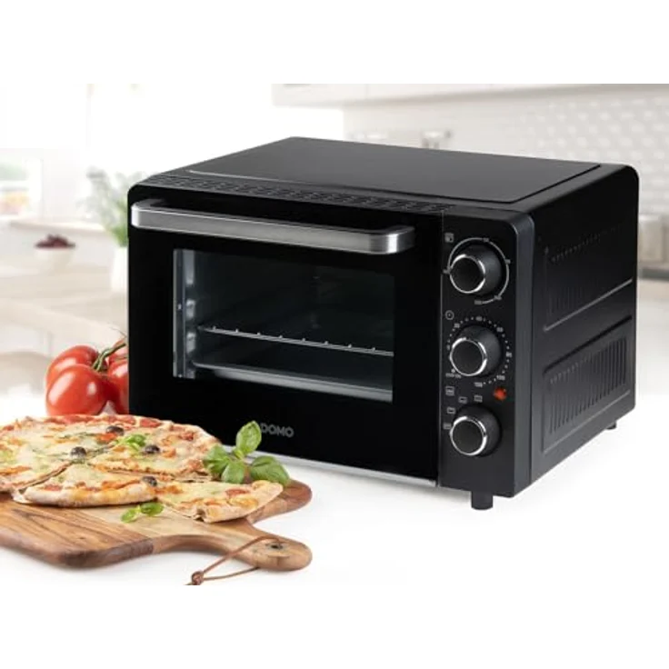 Domo Minibackofen "Bake & Snack" 20L, Tisch-Backofen mit Pizza-Funktion, 1300 Watt, Edelstahl-Griff, schwarz – Bild 3