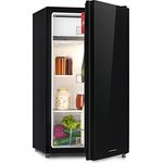 Klarstein Luminance Frost Kühl-Gefrier-Kombination - freistehender Kühlschrank, Glasfront, 91 Liter Gesamtvolumen, schwarz