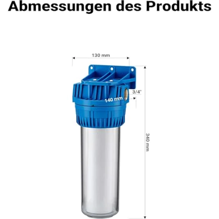 Naturewater NW-BR10A Wasserfilter, 1 Stufen Sedimentfilter mit 5 µ Filterfeinheit, 26,16 mm (3/4") Filtereinsatz, inkl. Wandhalterung und Filterschlüssel – Bild 3