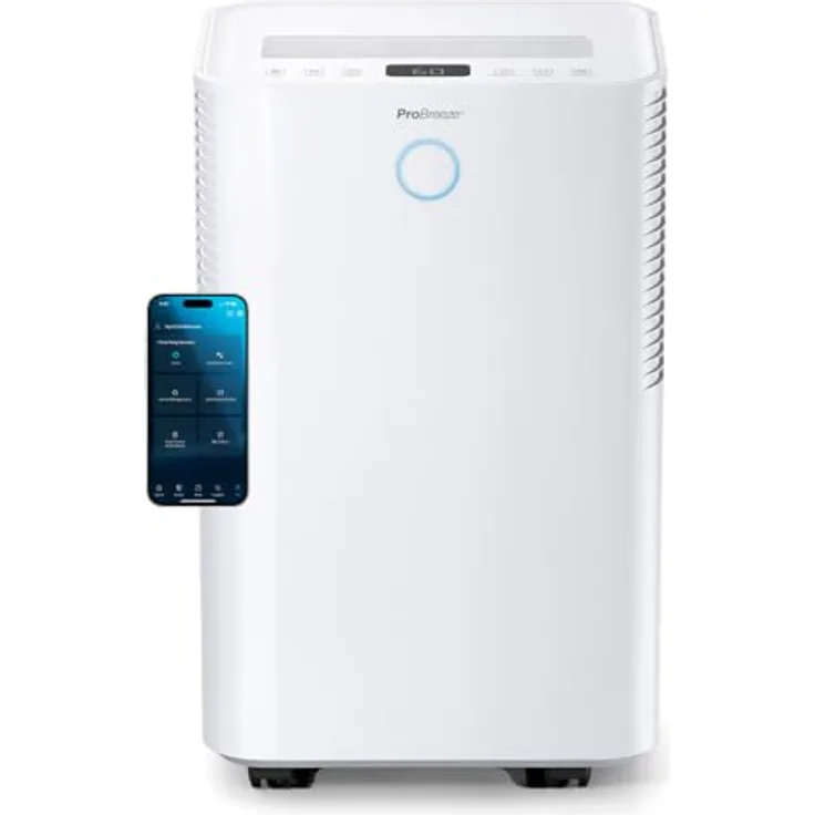 Pro Breeze OmniDry Luftentfeuchter, 20L Entfeuchtungsleistung in 24h, smarte App & WLAN, 4L Wassertank, Wäschemodus, leise mit 36dB