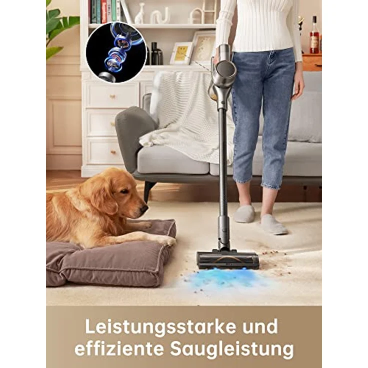 Dreame R20 Kabelloser Staubsauger, 190AW Starke Saugkraft, 90min Lange Laufzeit, Schmutzerkennung, LED-Bildschirm, blaues LED-Licht, kein verwickeln, ideal für Hausreinigung, Tierhaare, Teppiche – Bild 2