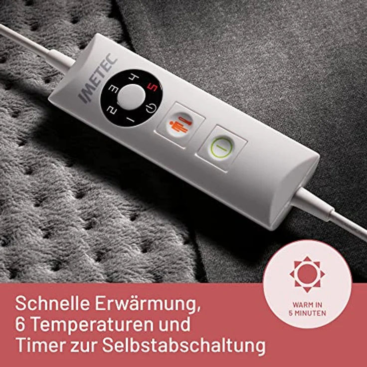 Imetec Intellisense Comfort, Mehrzweck-Heizkissen, für den ganzen Körper geeignet, schnelles Erhitzen, hypoallergener Stoff, 5 Temperaturen, Electro-Block-Sicherheitssystem, waschbar, 40 x 35 cm – Bild 5