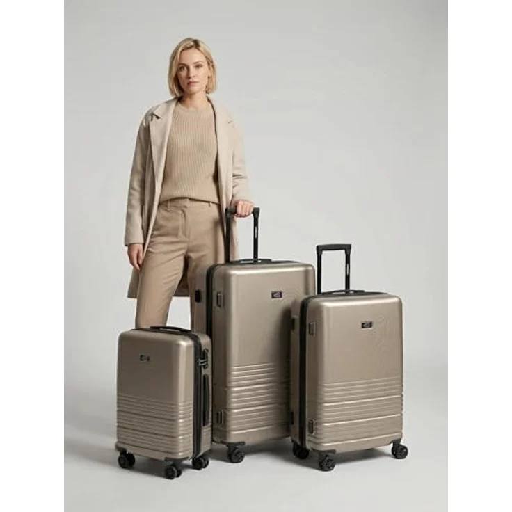 camel active Koffer-Set Hanoi, 3-teiliges Reise-Trolley Set aus stoßfestem ABS, erweiterbar mit Teleskopgriff, große Koffergröße 47 x 30 x 78 cm, ideal für Damen und Herren – Bild 3