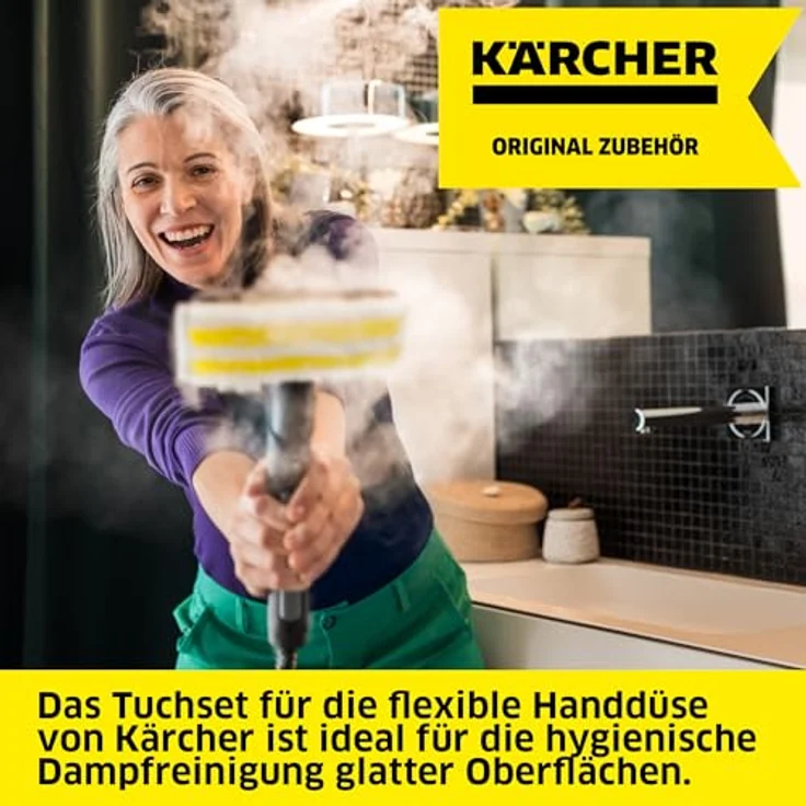 Kärcher Tuchset für flexible Handdüse (2.863-343.0), Hochwertiges Feinstfasertuch, Komfortables Klettsystem, Lasche am Tuch, blau – Bild 2