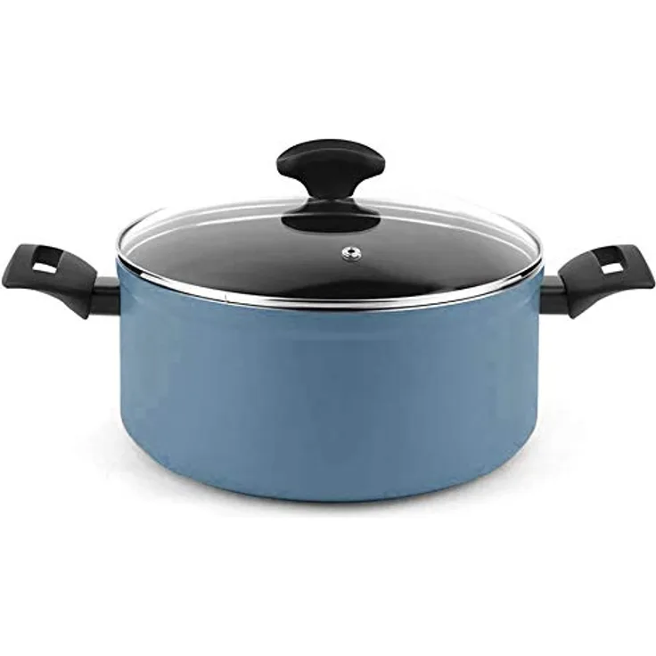 Fagor Maxima Kochtopf Induktion 24 cm, Geschmiedetes Aluminium, Dicke 4mm, Antihaftbeschichtung XYLAN PLUS ohne PFOA, Geeignet für Alle Herdarten, Glaskeramik, Gas, Geschirrspüler, Blau