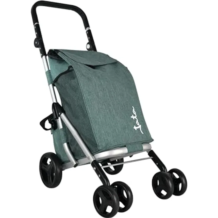 Jata HCAR2501 Einkaufstrolley, 40 l mit Kühltasche, 4 Rädern (2 drehbar), Aluminiumrahmen, zusammenklappbar, mit Bremse