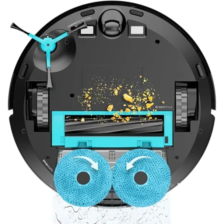 Cecotec Conga 9590 Spin Revolution Ultra Power Home, Saugroboter mit Lasernavigation, 10.000 Pa Saugleistung, 240 Minuten Akkulaufzeit, rotierende Mops, Silikonbürste für Haustiere, rot – Bild 3