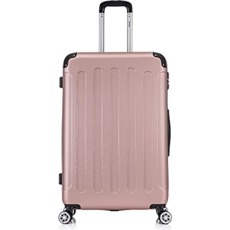 Flexot® Flex-2045 Koffer Zwillingsrollen Reisekoffer Trolley Hartschale XL, Rose-Gold – Bild 2