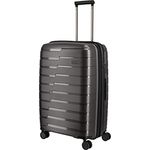 travelite 4-Rad Koffer M mit Dehnfalte + TSA Schloss, Gepäck Serie AIR BASE: Funktionaler Hartschalen Trolley im coolen Look, 075348-04, 67 cm, 71 Liter (erweiterbar auf 82 Liter), anthrazit (grau)