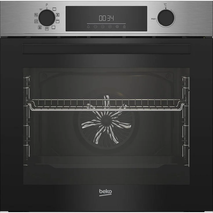 Beko BBIE113N1XMP, Einbaubackofen mit Pyrolyse-Selbstreinigung, Edelstahl, 72 l, Elektroniksteuerung, Kindersicherung