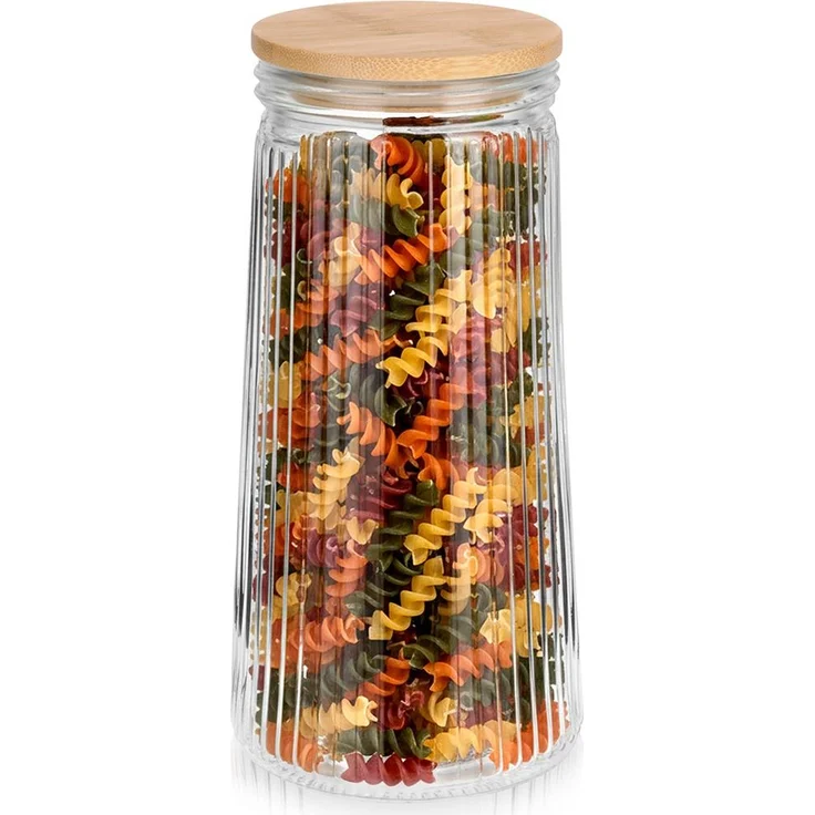 Vilde Vorratsglas Transparent 1,4 L mit Bambusdeckel und Silikondichtung für Küchenaufbewahrung