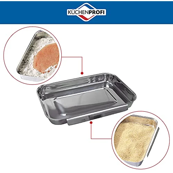 Küchenprofi 0801102803 Panierset, 3-teilig edelstahl, silber, (L:22 cm; B:15 cm; H:3 cm) – Bild 2