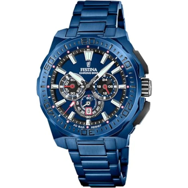 Festina Herrenuhr Chronograph Special Edition, Edelstahl Blau mit Stoppuhr und Kalender, F20729/1 – Bild 1