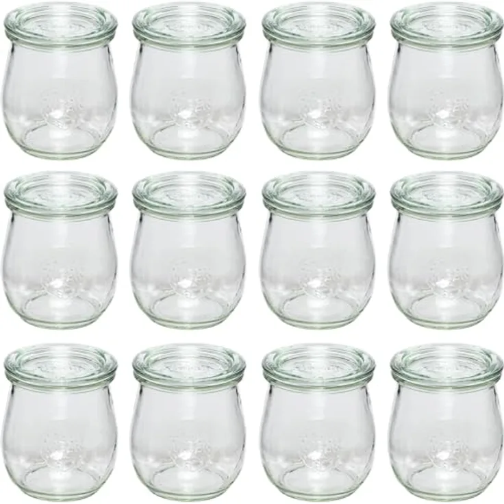 WECK Einkochgläser mit Glasdeckel (12-tlg), Dessertgläser, 220 Milliliter, transparent