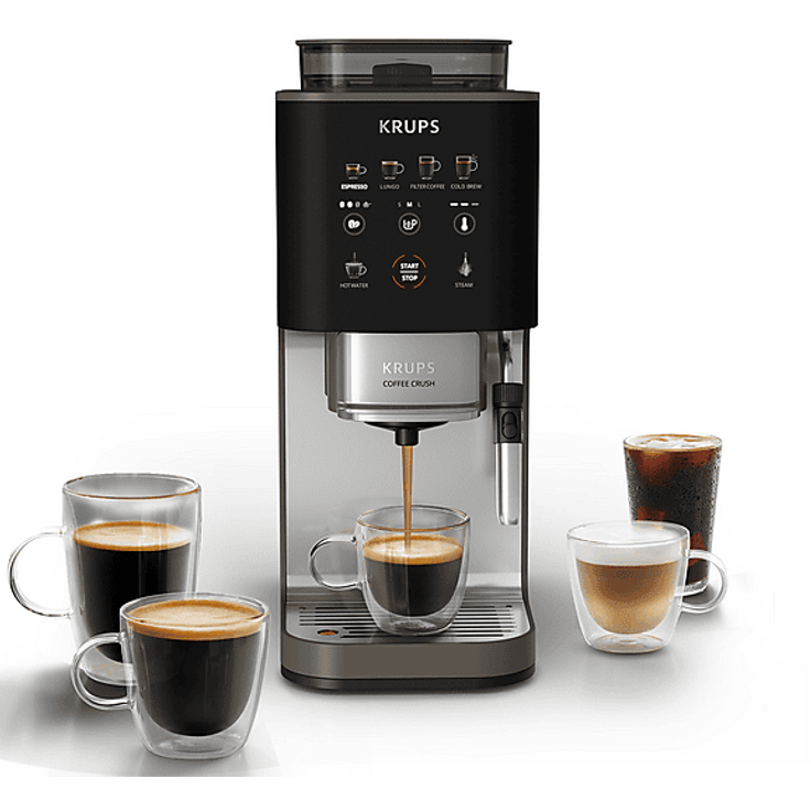 KRUPS SA403B Coffee Crush Experience, Kaffeevollautomat Lioness mit 15 bar Druck, platzsparend und vielseitig einsetzbar